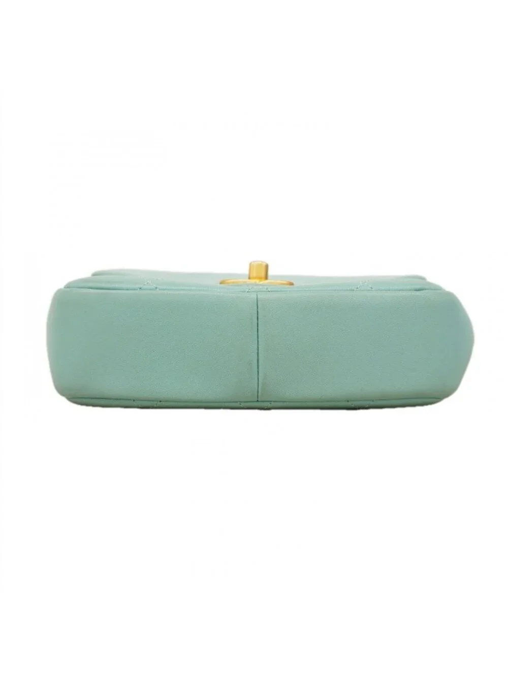 Chanel Handbag Quilted Top Handle Lambskin Light Blue Gold 2-Way